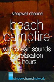 Beach Campfire with ocean sounds for relaxation 5 hours