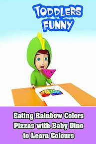 Eating Rainbow Colors Pizzas with Baby Dino to Learn Colours