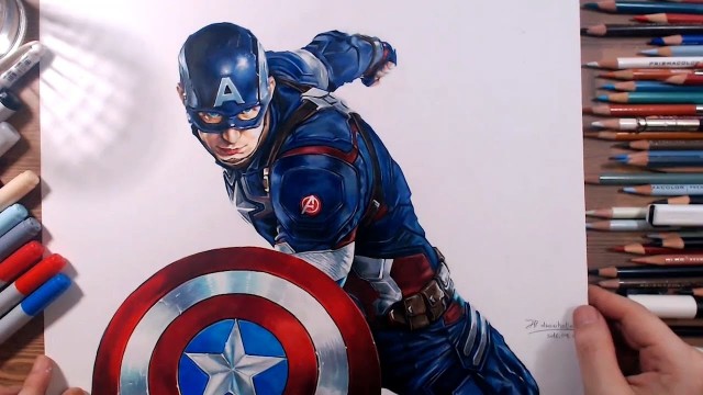 Watch Time Lapse Drawing of Captain America Online