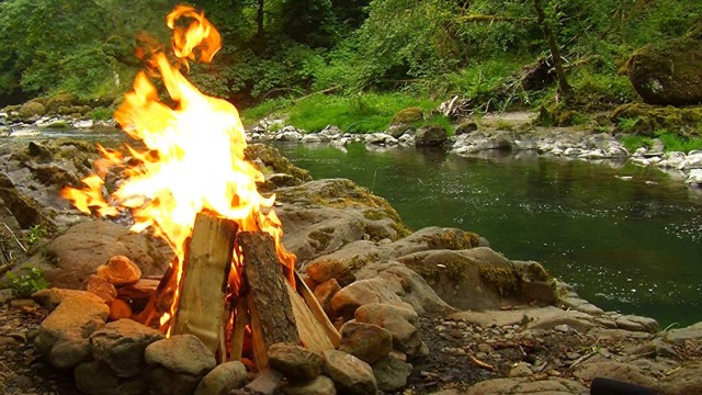 Watch Campfire For Your Home - Campfire by the River with Music Online