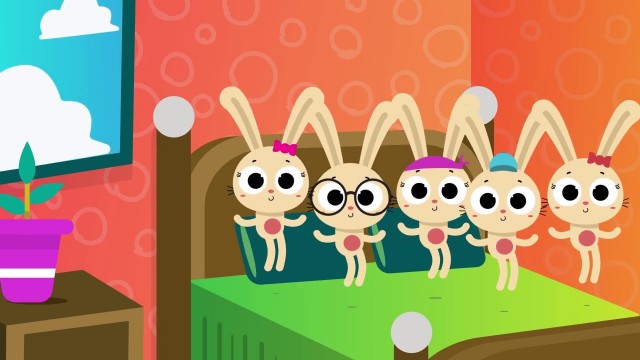 Watch Five Little Bunnies Jumping on the Bed | The Kiboomers Online