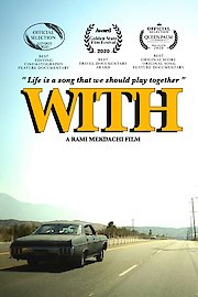 With poster