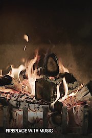 Fireplace with music poster