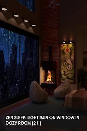 Zen Sleep: Light Rain on Window in Cozy Room poster